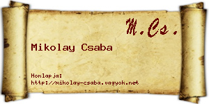 Mikolay Csaba névjegykártya